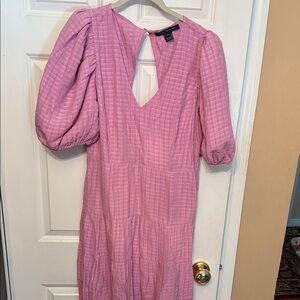 Elegant Pink Puff Sleeve Dress